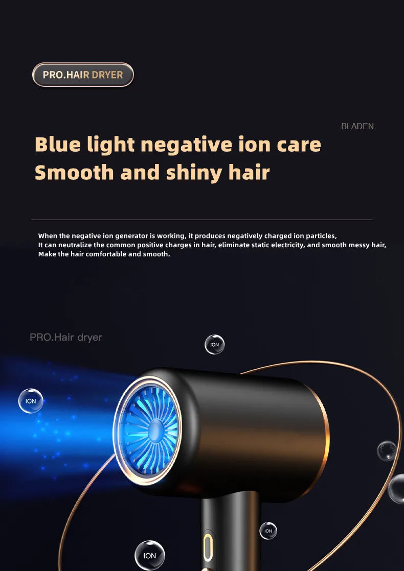 Secador de pelo de alta velocidad, venta directa del fabricante, 2400w, iones negativos de alta potencia, luz azul, cuidado del cabello, peluquería en casa, Drye