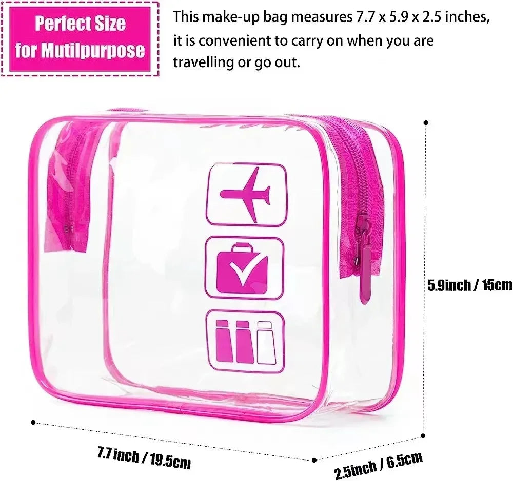 Bolsa organizadora de embalaje de viaje de PVC transparente para mujer, bolsa de viaje para cepillo de dientes, toalla, equipaje, bolsa de almacenamiento de artículos de tocador y cosméticos