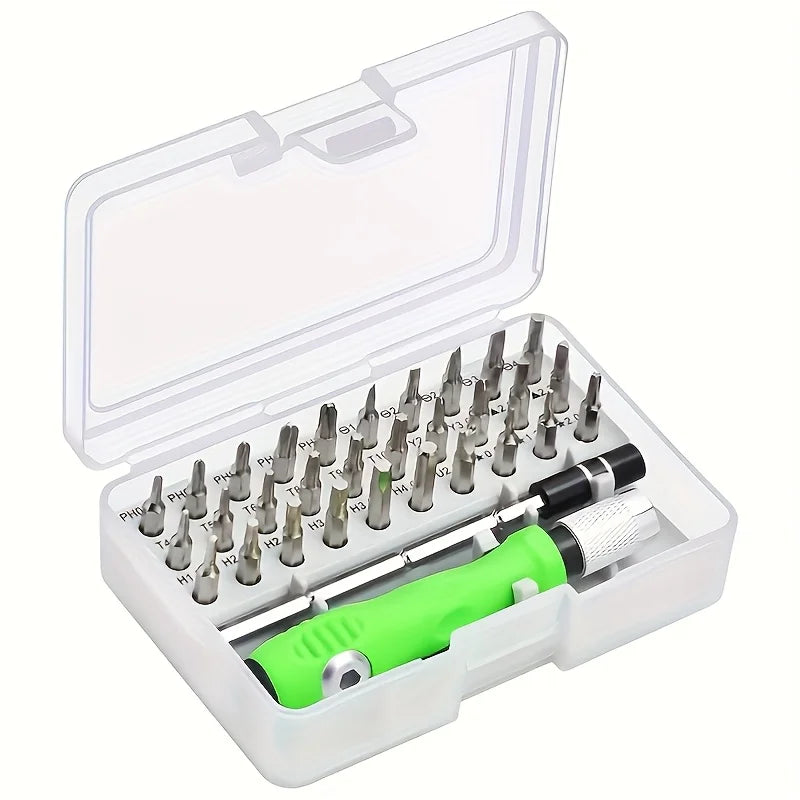 Kit de Destornilladores Multifuncional 32 en 1, Ideal para Reparar Muebles, Dispositivos Móviles, Computadoras, Pequeñas Tareas de Reparación
