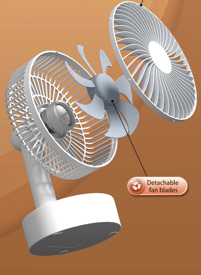 Mini ventilador oscilante, ventilador de mesa portátil a pilas con 4 niveles de velocidad, ventilador de escritorio de 6 pulgadas con temporizador