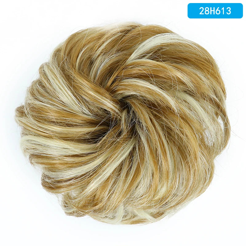 AZQUEEN-extensión de cabello de moño desordenado, banda elástica sintética, moño ondulado rizado, Scrunchies Donut Updo, postizo para mujer