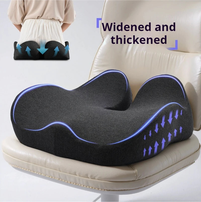 Cojín de asiento ergonómico de espuma viscoelástica gruesa para sillas de oficina: almohadilla para silla resistente con funda extraíble, ideal para la parte inferior de la espalda