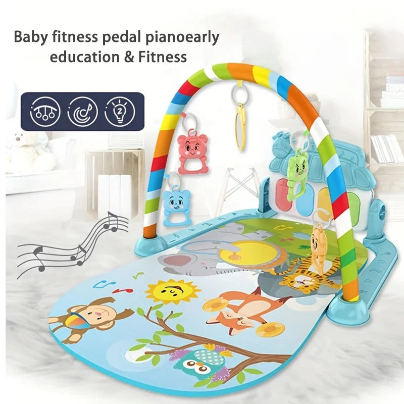 Juguete de soporte de fitness para bebé, música para bebé recién nacido, piano de pedal, estera para gatear, juguete para bebé