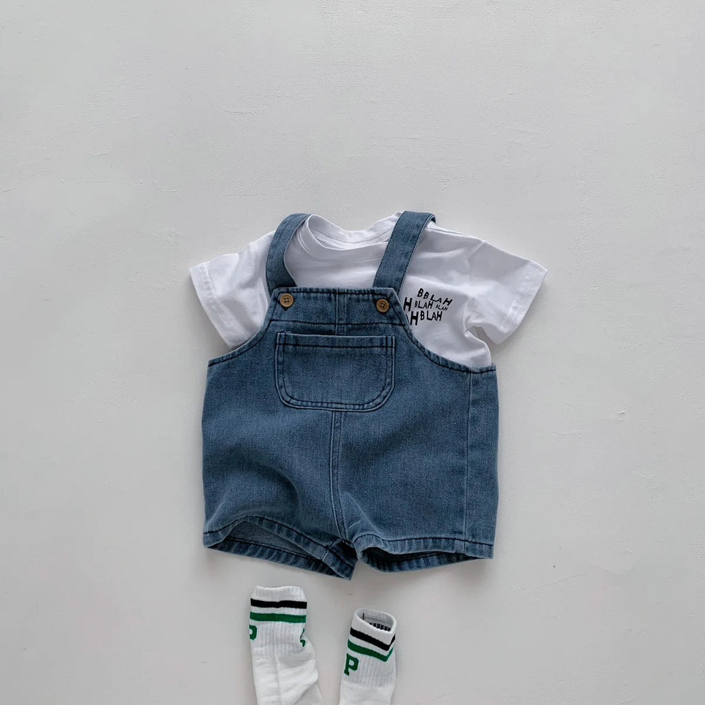 Conjunto de Ropa de Verano ZOETOPKID para Bebés, Traje para Niños y Niñas, Camiseta Infantil y Overol de Mezclilla, Mameluco para Recién Nacidos