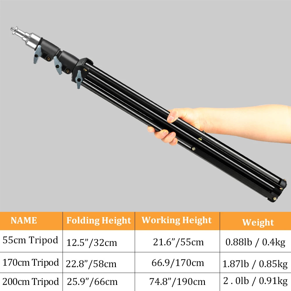 Trípode extensible SH de 190cm con tornillo y ruedas de 1/4, control remoto por Bluetooth para cámara DSLR, trípode de micrófono con luz de relleno para teléfono inteligente