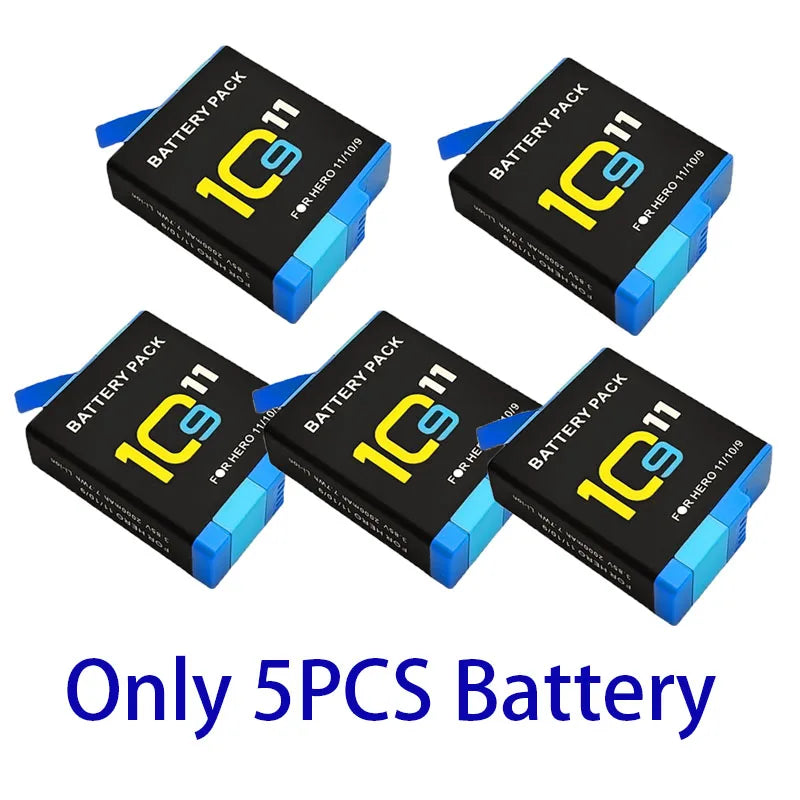 Batería de 2000mAh para GoPro Hero 11 10 9, paquete de batería de iones de litio, almacenamiento de batería de cámara de movimiento para baterías recargables GoPro Hero9