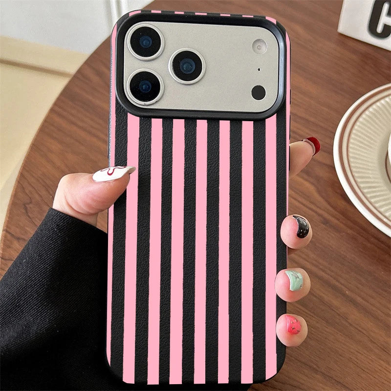 Funda de teléfono minimalista INS para iPhone 17 16 15 Pro Max XS X XR 7 8 Plus 16E 16 17 13 14 12 11 Pro cubierta de pareja a rayas coloridas