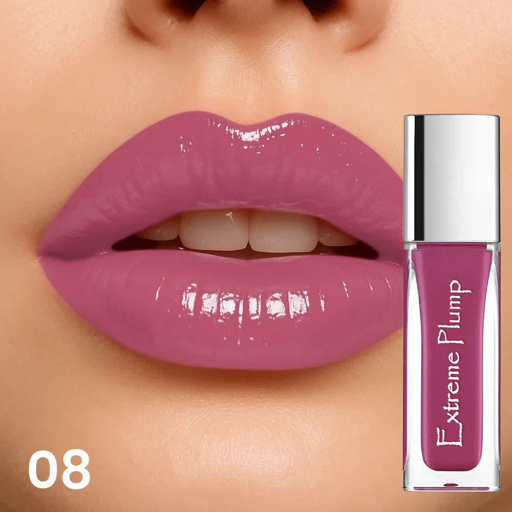 Brillo de labios de espejo resistente al agua, maquillaje de labios hidratante de larga duración, lápiz labial brillante suave para mujeres