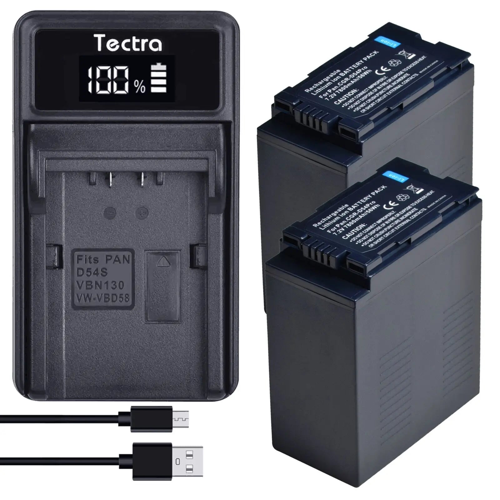 CGA-D54 CGA-D54S Batería/cargador de iones de litio de 7800mAh para Panasonic AG-HPX255 AG-HVX200 AG-HVX201 NV-DS29 NV-DS30 VW-VBD29 NV-MX5