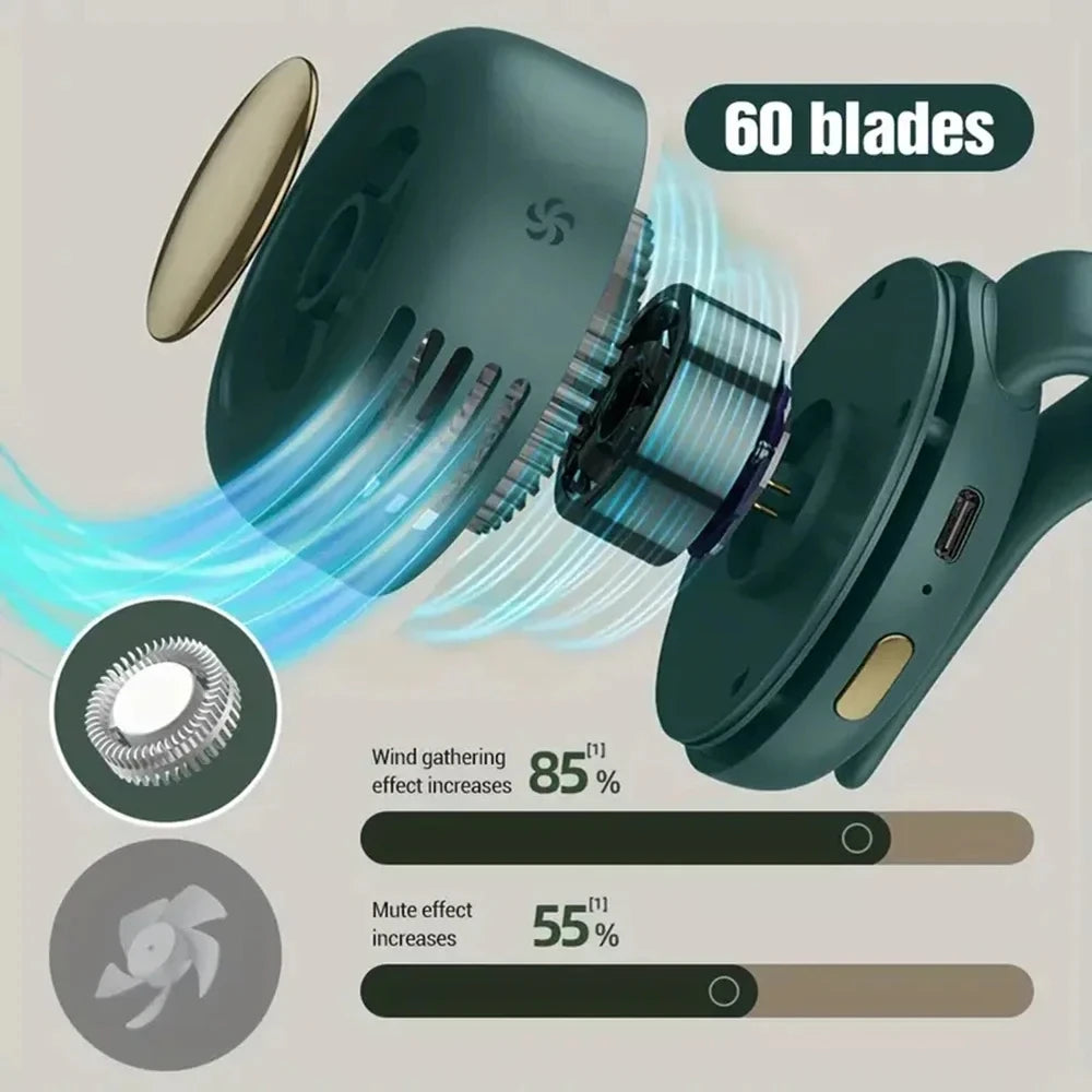 Ventilador Whirlwind sin hojas con diseño de botón portátil, miniventilador portátil silencioso con carga USB para viajes en casa y al aire libre