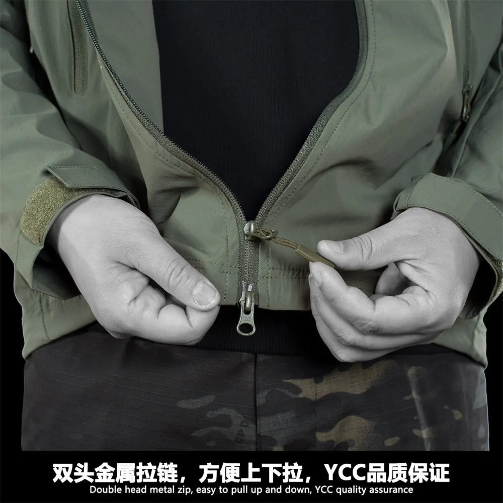 Chaqueta táctica delgada de nylon para exteriores, modelo Tr RG Light Cavalry, impermeable, con capucha, tipo softshell, para asalto.