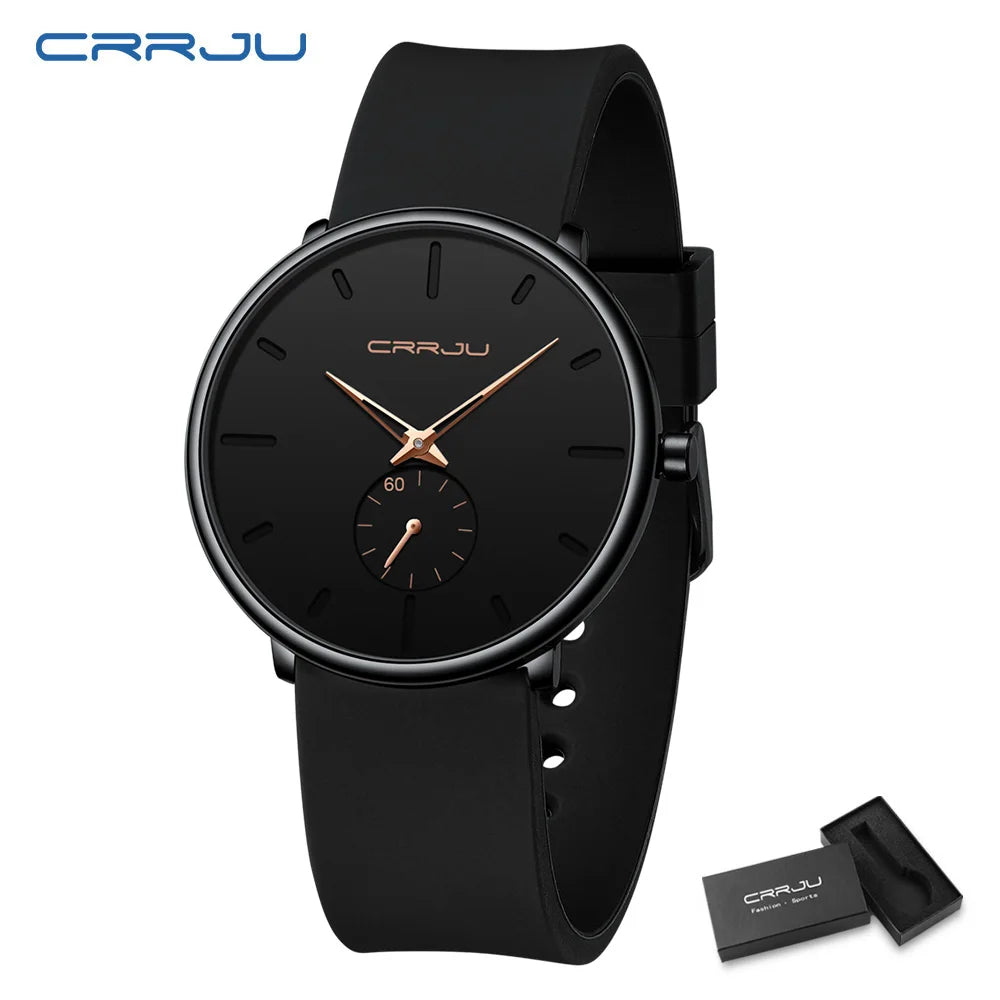 CRRJU-Conjunto de relojes de silicona informales para hombre y mujer, relojes de pulsera de cuarzo con esfera Simple, reloj de vestir para mujer