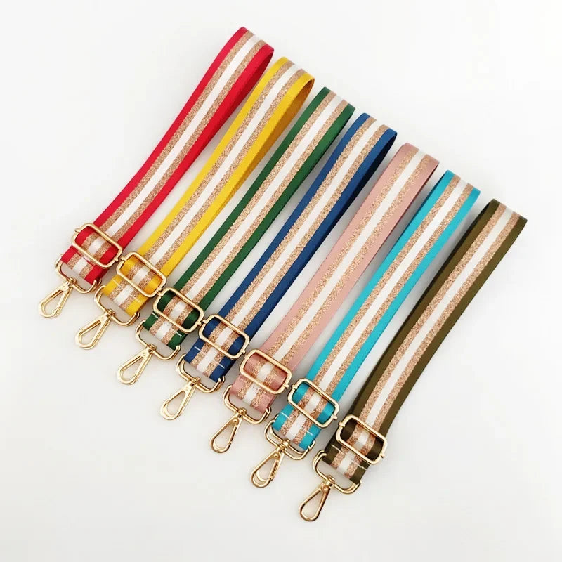 Correa de Hombro Universal para Bolso con Rayas, Correa de Repuesto Ajustable para Llevar Cruzado con Cierre Metálico, Accesorios Multicolor para Bolsos