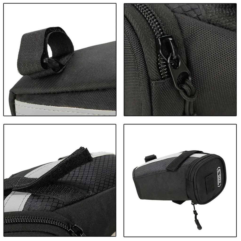 B SOUL-bolsa para SILLÍN de bicicleta, 1L, almacenamiento pequeño, asiento de ciclismo negro, bolsa trasera, Kit de accesorios, herramienta, accesorios reflectantes para ciclismo