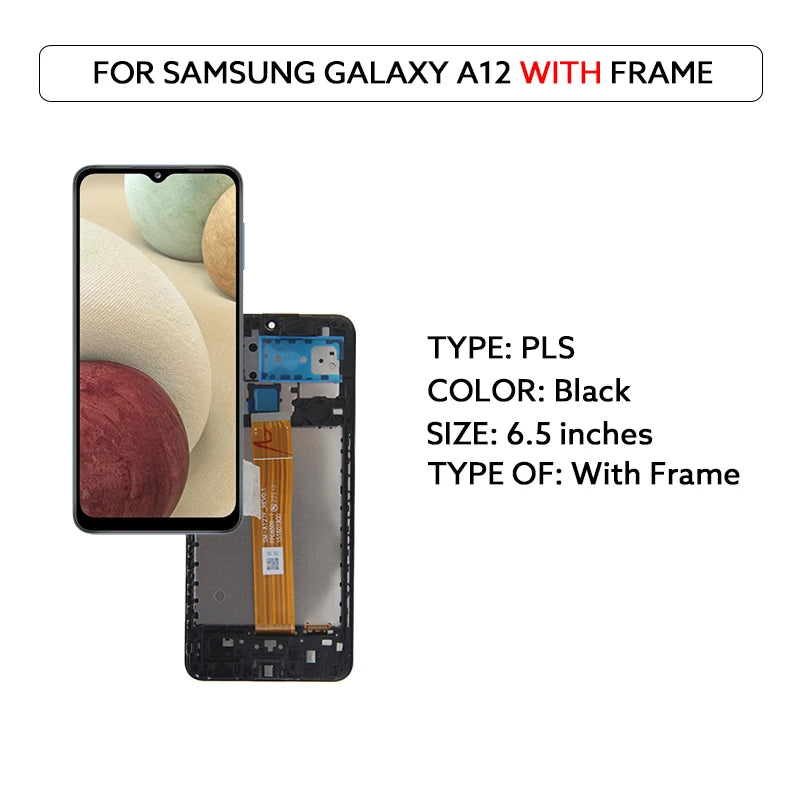 Pantalla LCD de 6,5 pulgadas para Samsung Galaxy A12 A125 A12 Nacho A127 M12 M127, Panel de montaje de digitalizador con pantalla táctil LCD, piezas de reparación