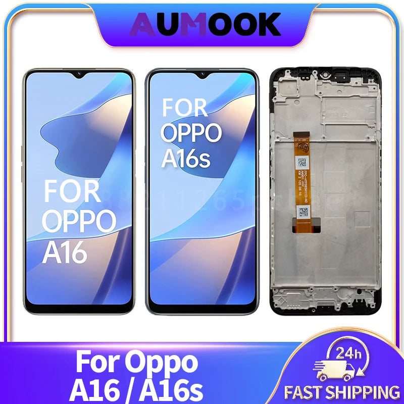 Pantalla LCD de 6,52 pulgadas para OPPO A16 A16s montaje de digitalizador con pantalla táctil con marco CPH2269 CPH2271 piezas de repuesto de pantalla