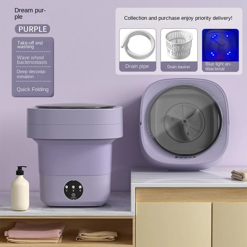 Lavadora plegable portátil de gran capacidad, cubo secador giratorio para ropa, ropa interior de viaje, calcetines, Mini lavadora, 6L/11L
