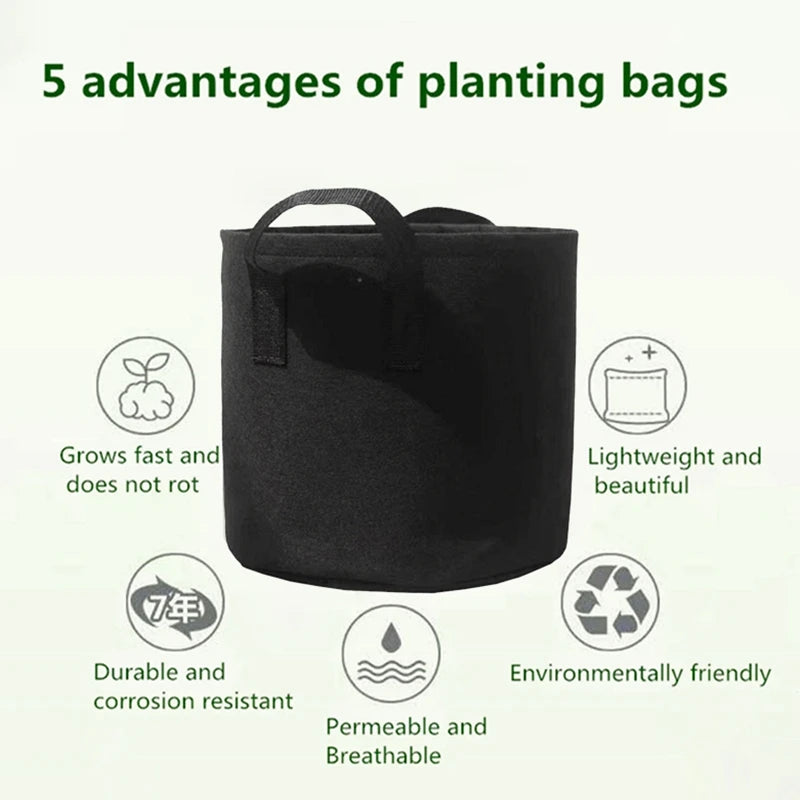Bolsas de cultivo de verduras/Flores/plantas, 1/2/3/5/7/10/12 galones, bolsas de cultivo gruesas no tejidas, macetas de tela de aireación con asas, 1-5 piezas