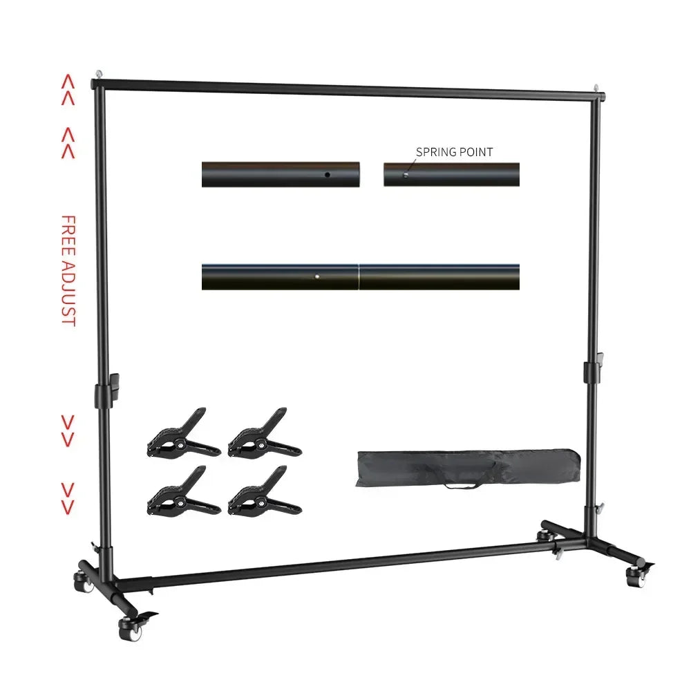Soporte de fondo para estudio de vídeo y fotografía de 2,6x3M/8,5x10 pies, sistema de soporte de fondo telescópico ajustable con bolsa de transporte