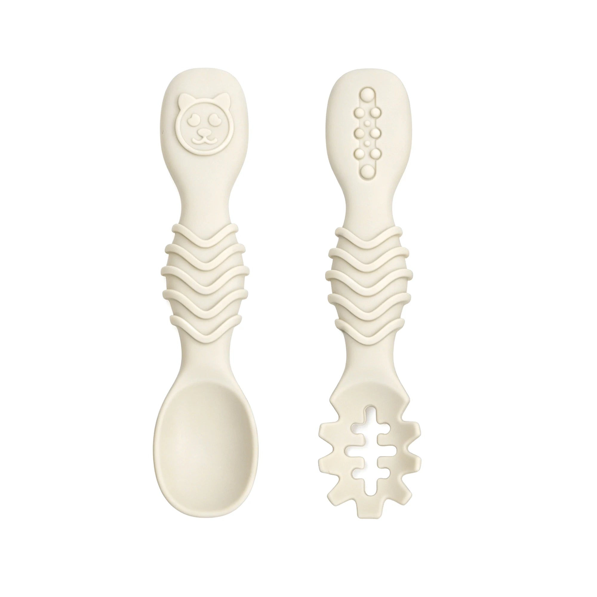 Juego de cucharas de silicona para bebé, 2 uds., diseño minimalista y elegante, accesorio para alimentar al bebé, lavable en lavavajillas, regalo ideal para bebé