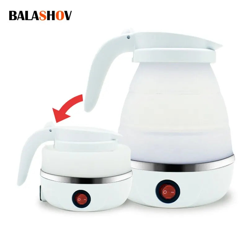 Tetera plegable y portátil, calentador de agua de 600ML, hervidor de agua eléctrico de viaje para el hogar, electrodomésticos de cocina de 220V, olla de agua hirviendo
