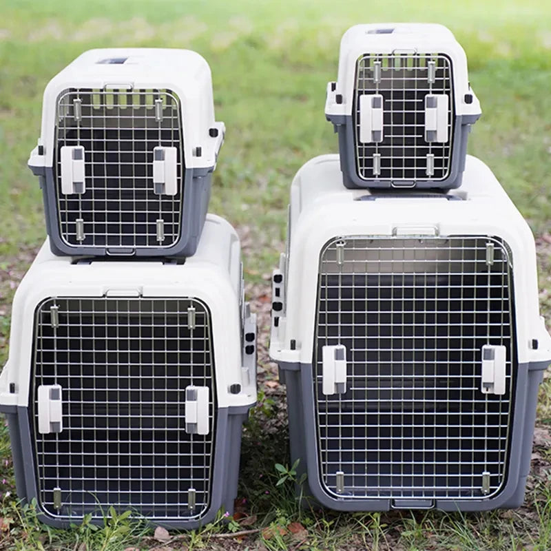 Diseño de dos puertas de seguridad Maleta para perros y gatos Caja de transporte aéreo para mascotas espacial de gran tamaño con ruedas