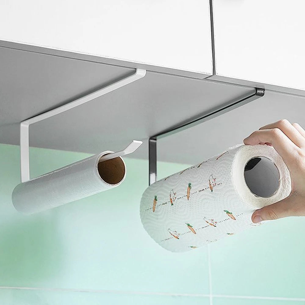 Soporte Simple para Rollo de Papel de Cocina, Colgador Metálico para Toallas, Organizador para Colgar Paños en el Armario, Estante para Papel Higiénico, Accesorio de Almacenamiento