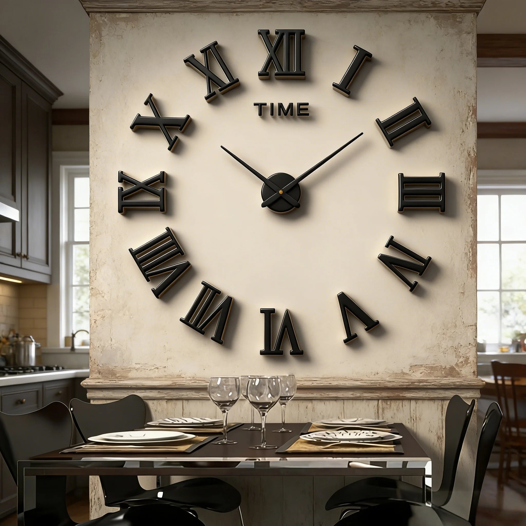 Reloj de pared con espejo acrílico de Número Romano grande 2D/3D, pegatina de moda DIY, relojes de cuarzo, reloj, decoración del hogar, pegatinas para el salón