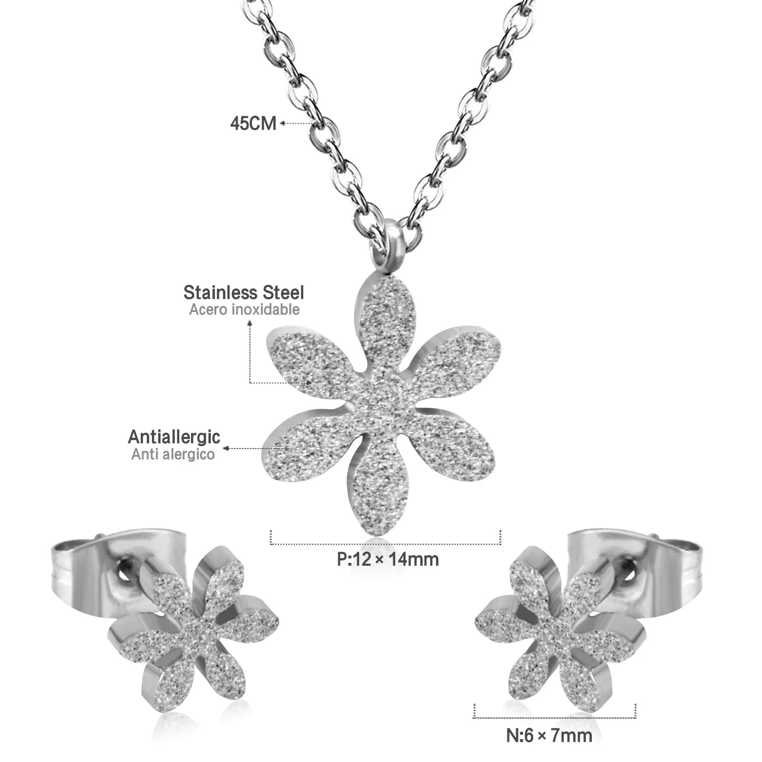 ASONSTEEL-collar con colgante de circonia y flor de corazón brillante para mujer, conjuntos de joyería de acero inoxidable, regalos delicados para uso diario