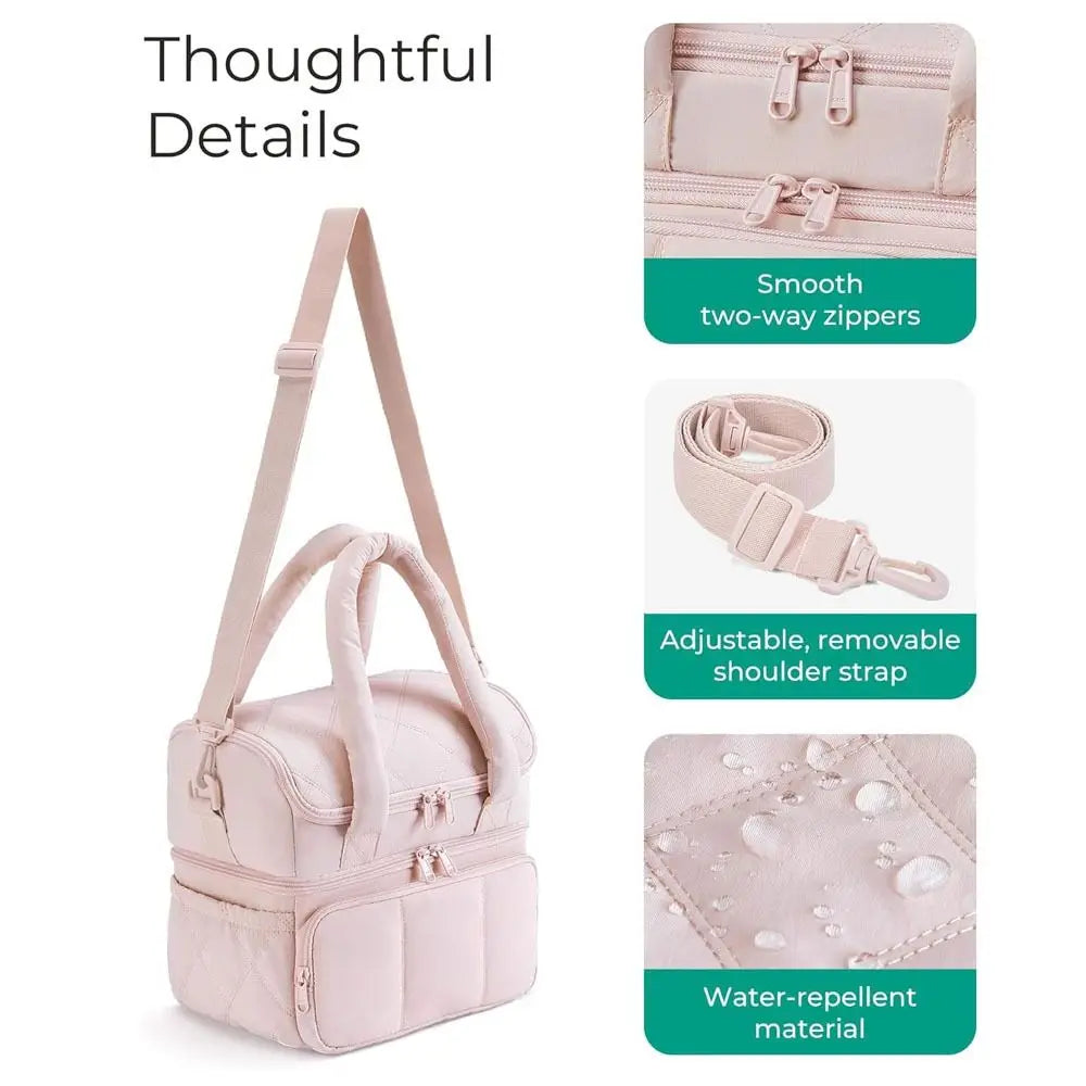 Bolsa de almuerzo duradera de gran capacidad, fiambrera aislante impermeable, bolsa acolchada multifuncional de doble cubierta para oficina
