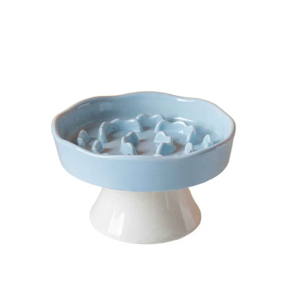 Cuenco de Cerámica para Gatos, Comedero Lento, Lindo, Multiusos, con Base Alta, Gran Capacidad, Antideslizante, Recipiente para Agua y Comida para Perros