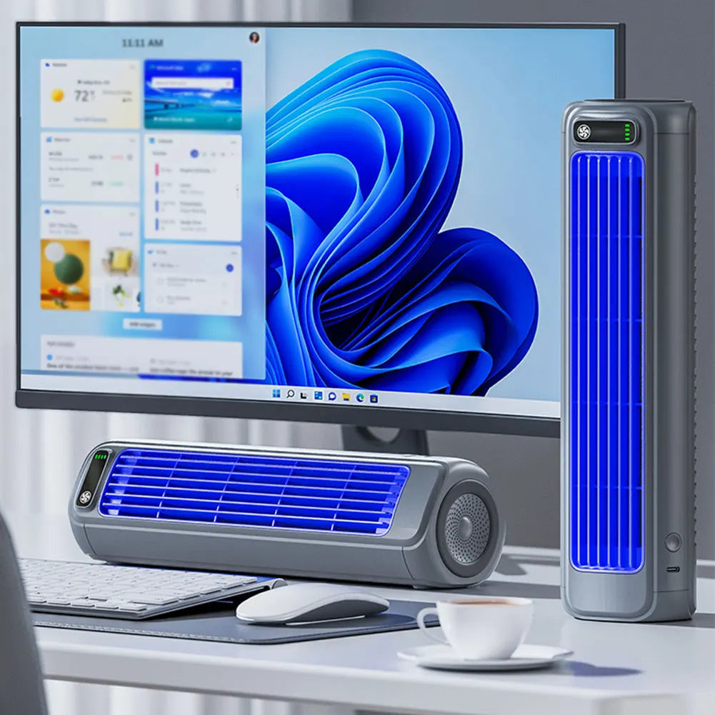 Ventilador de Torre portátil de 3 velocidades para escritorio, ventilador de pie silencioso, recargable, montaje en pared, para dormitorio, sala de estar y oficina