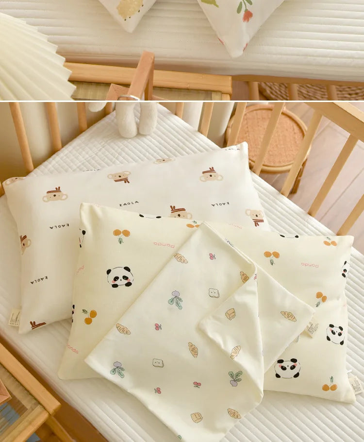 Almohada transpirable de algodón con dibujos animados para bebés y niños, almohada para recién nacidos, almohada para siesta para jardín de infantes, adecuada para uso diario, 30x50cm