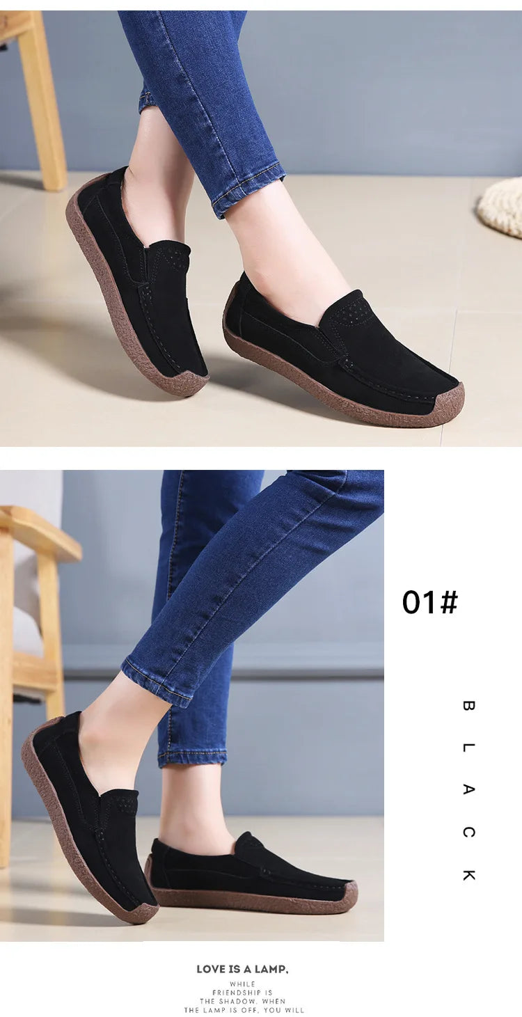 Zapatos informales De cuero genuino para Mujer, zapatillas De ocio, mocasines sin cordones De marca De lujo para Mujer, mocasines suaves para Mujer, Zapatos De Mujer