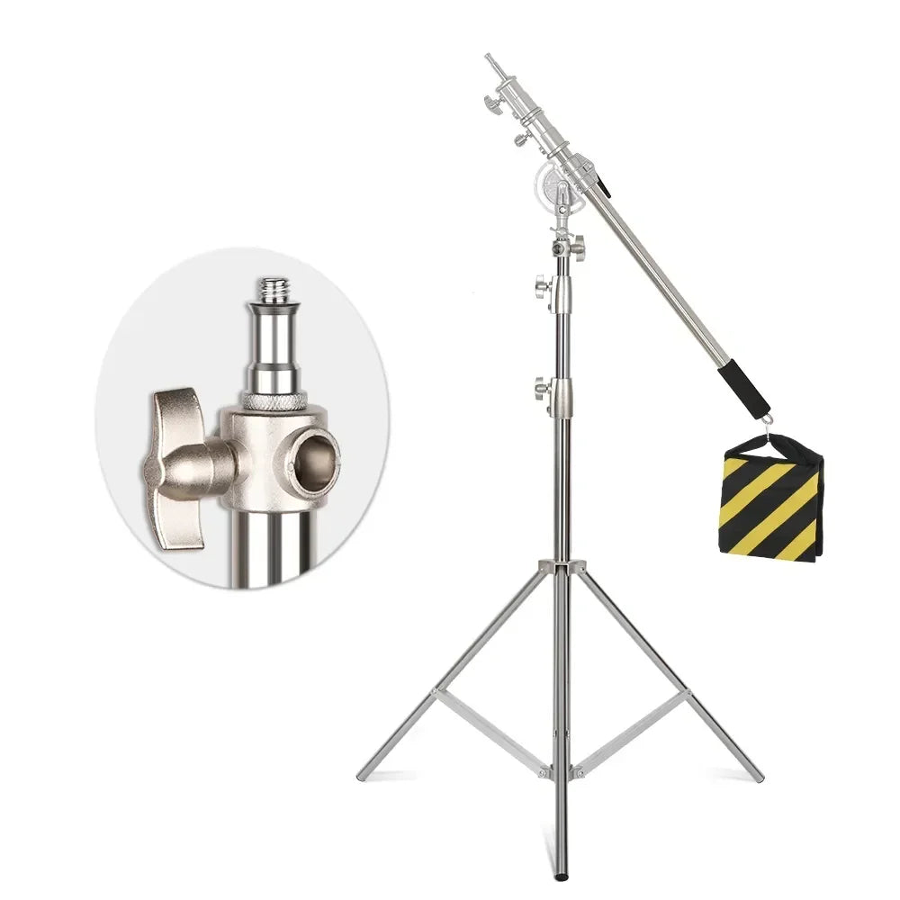 Trípode extensible SH de 190cm con tornillo y ruedas de 1/4, control remoto por Bluetooth para cámara DSLR, trípode de micrófono con luz de relleno para teléfono inteligente