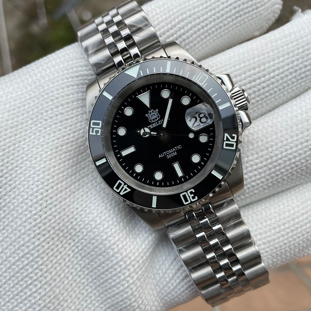 STEELDIVE SD1953 41MM clásico agua fantasma calendario lupa NH35 movimiento mecánico BGW9 superluminoso 30Bar reloj impermeable