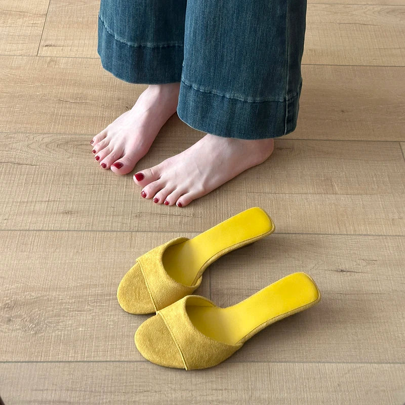 Sandalias de Verano para Mujer, Punta Abierta, Gamuza, Elegantes, Color Sólido, Tacón de Cuña, Zapatos de Vestir, Cómodas, para Playa y Exteriores