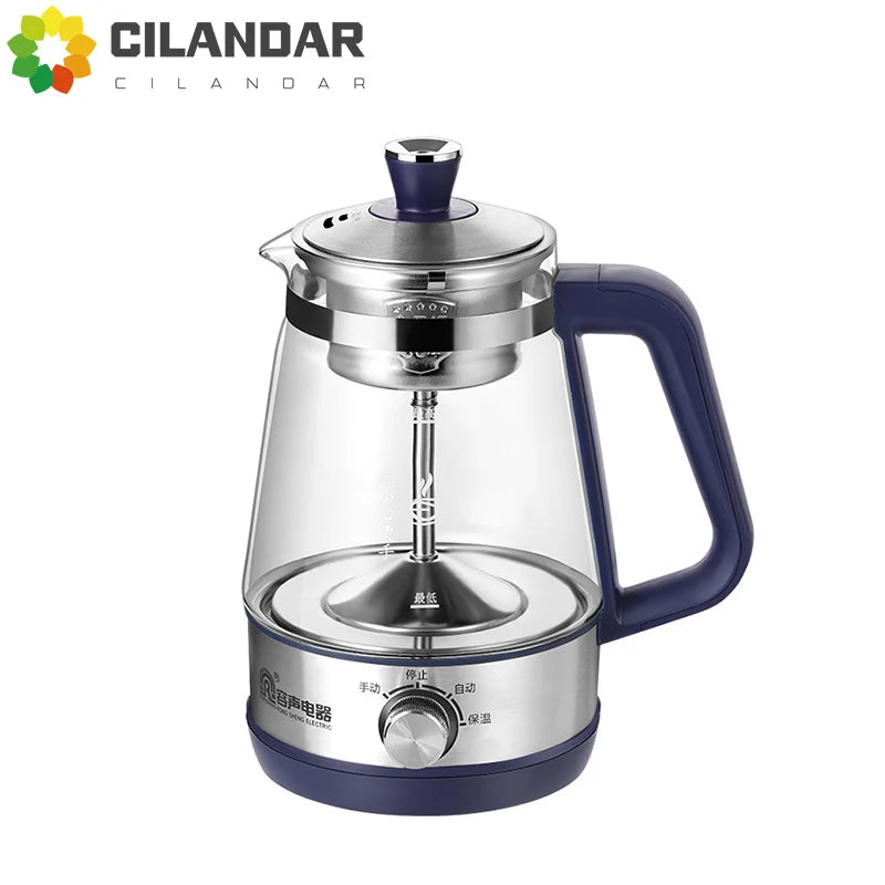 Tetera Rongsheng, pequeña tetera negra Pu erh, olla de salud de vidrio de vapor automática, tetera aislada, tetera eléctrica, tetera hirviendo