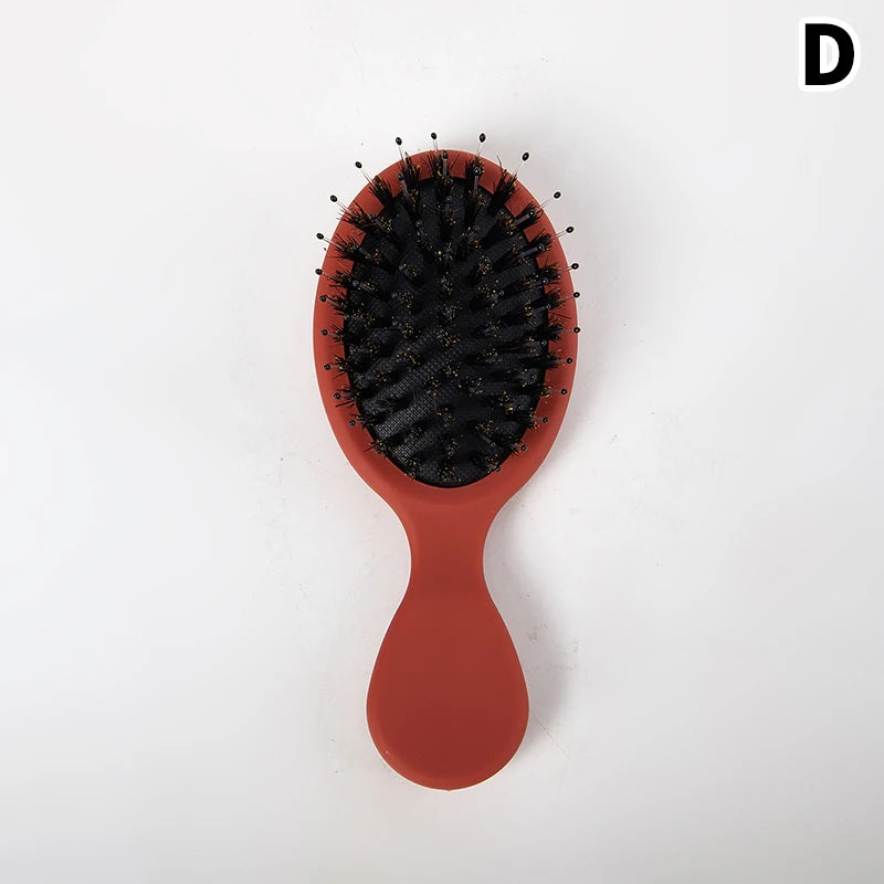 Mini cepillo ovalado portátil de cerdas de jabalí, peine de masaje para el cuero cabelludo, herramienta de peinado para el cuidado del cabello, 1 piezas