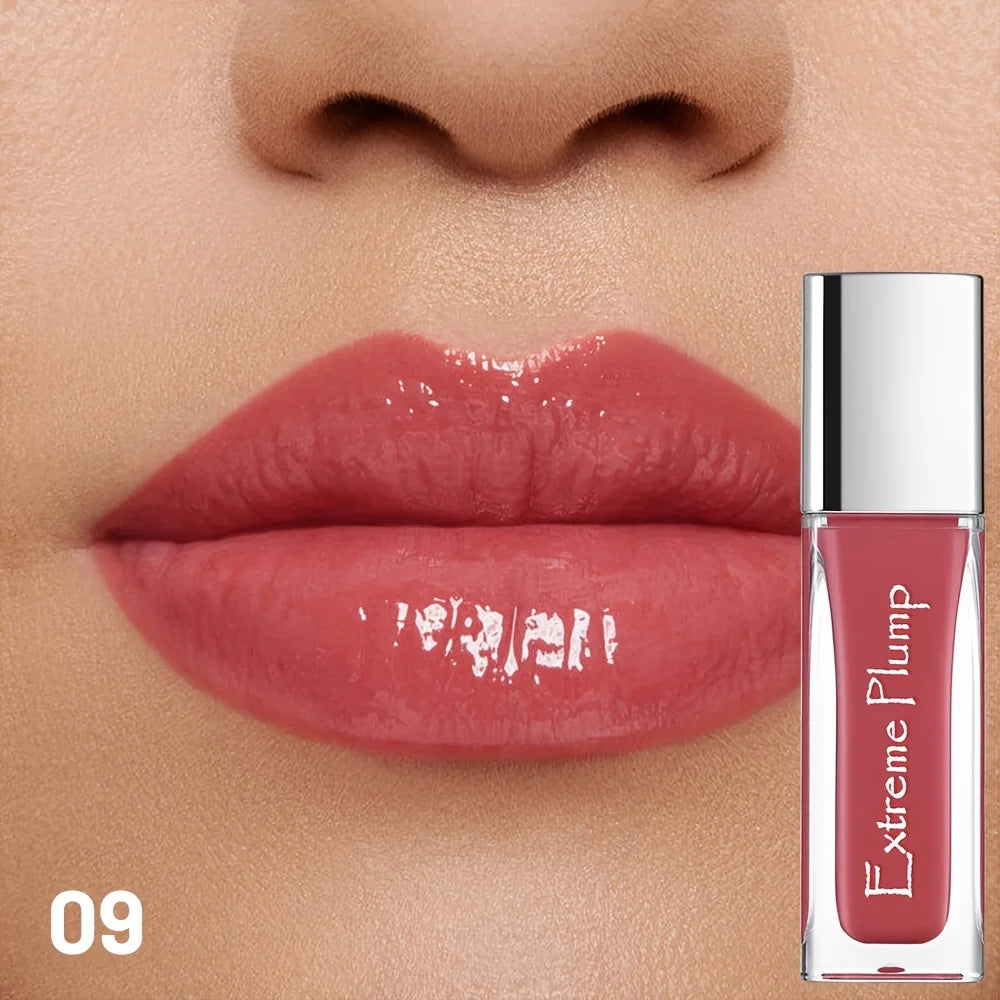 Brillo de labios de espejo resistente al agua, maquillaje de labios hidratante de larga duración, lápiz labial brillante suave para mujeres