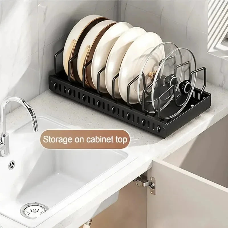 Organizador extraíble para gabinetes de cocina con rieles deslizantes, estante de almacenamiento ajustable para ollas, sartenes y platos