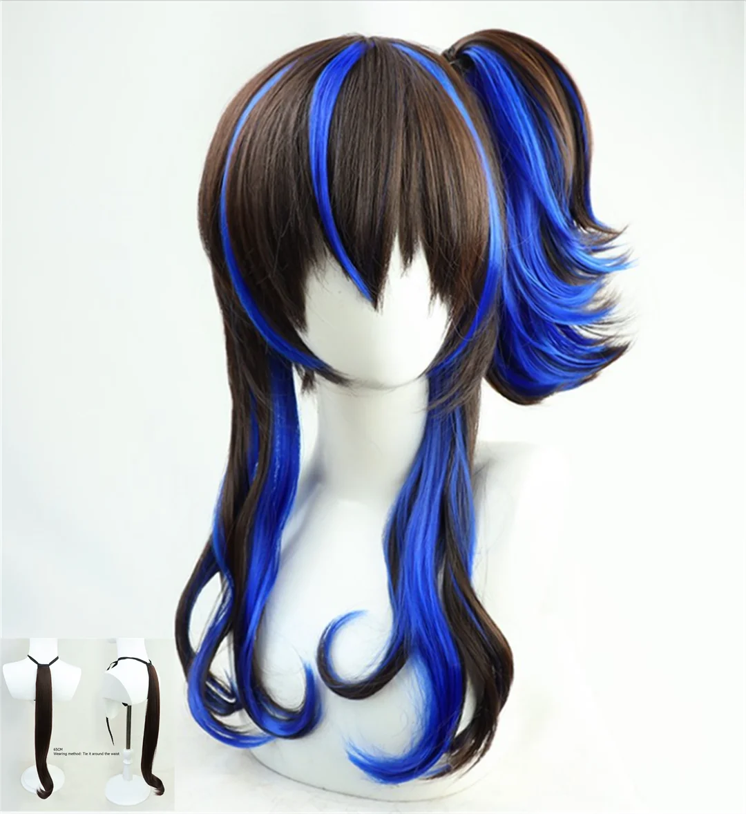 Peluca de cosplay de Uma Musume Pretty Derby Daitaku Helios, peluca de cola de caballo para fiesta de anime y videojuegos