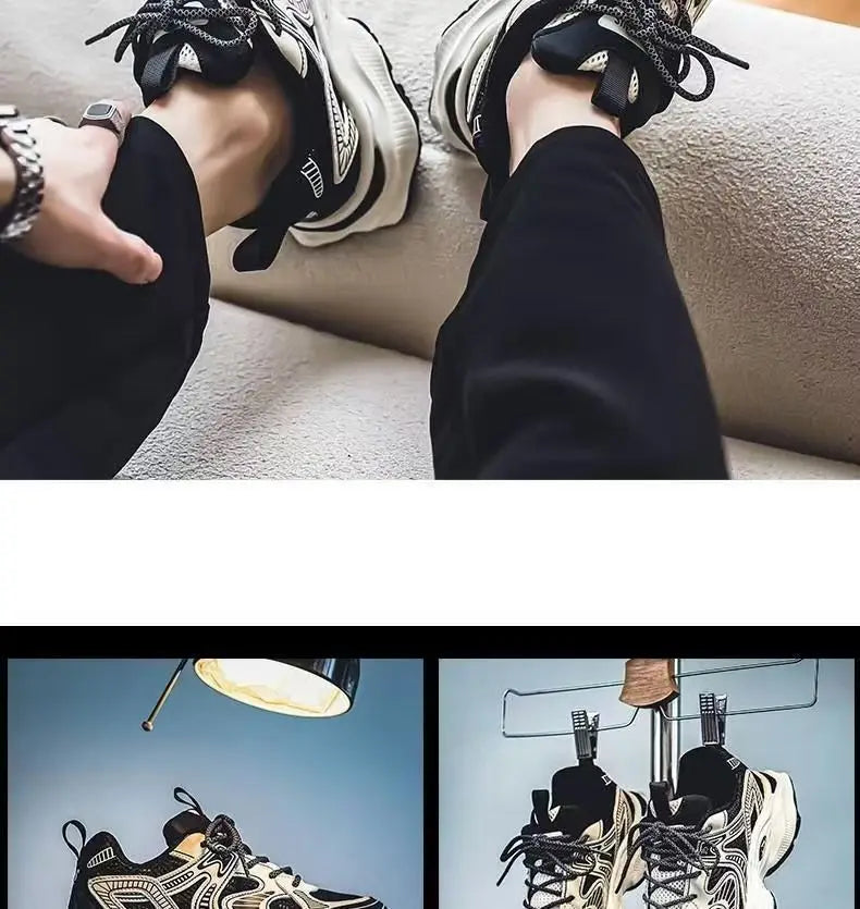 Zapatillas Deportivas Transpirables de Malla para Hombre Primavera 2025, Modernas, Combinables con Todo, Suela Gruesa, Casual...