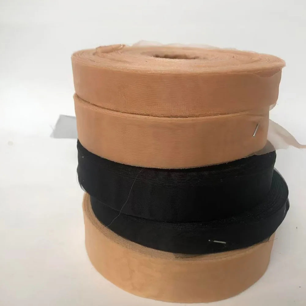 Cinta de gasa de poliuretano de 200 yardas con rayas para la fabricación de extensiones de cabello invisibles.