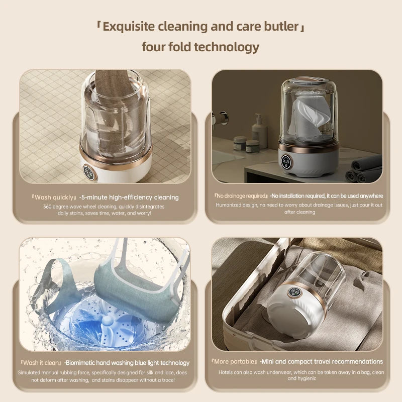 Lavadora Portátil Inalámbrica Mi 2L con Taza de Lavado Automática, Mini Lavadora Recargable Especial para Ropa de Bebé