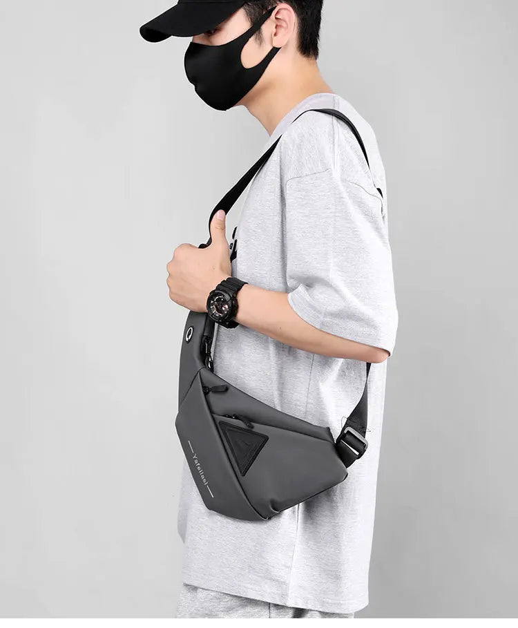 Bolso de Pecho Impermeable para Hombre, Bandolera, Mochila para Viajes Diarios, Membrana de Cuero Resistente a Salpicaduras, Ideal para Viajes Casuales