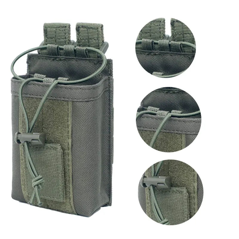 Bolsa para Talkie 1000D para caza al aire libre, bolsa táctica deportiva Molle de nailon para Radio, soporte para Walkie Talkie, bolsillo para revista Mag