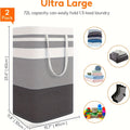 Cesto para la colada impermeable extra grande con asa extendida: organizador plegable y independiente de ropa y juguetes, cesto para la colada