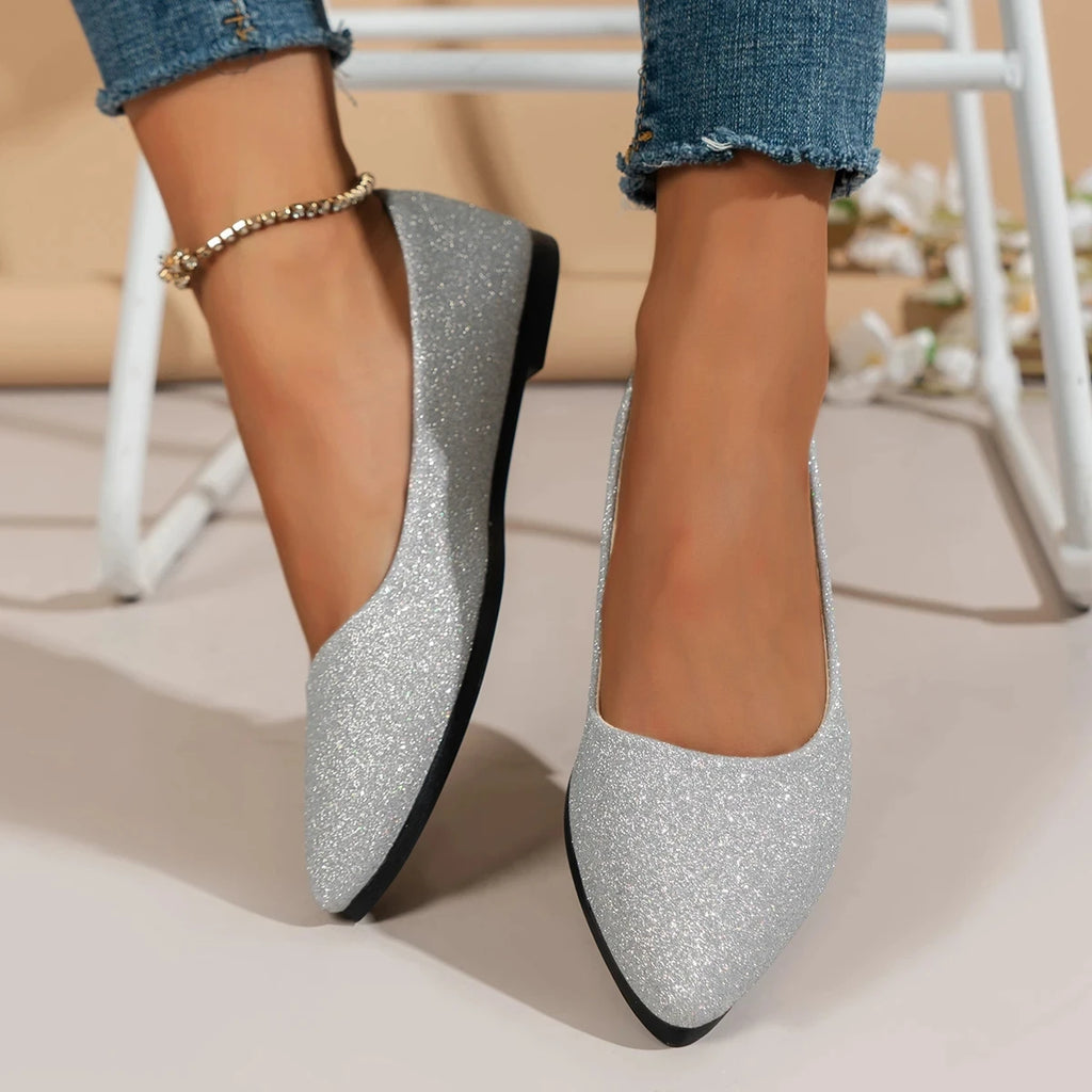 Nueva llegada 2024 zapatos de verano bonitos y a la moda con punta estrecha para mujer, zapatos planos de bailarina, zapatos informales cómodos para mujer