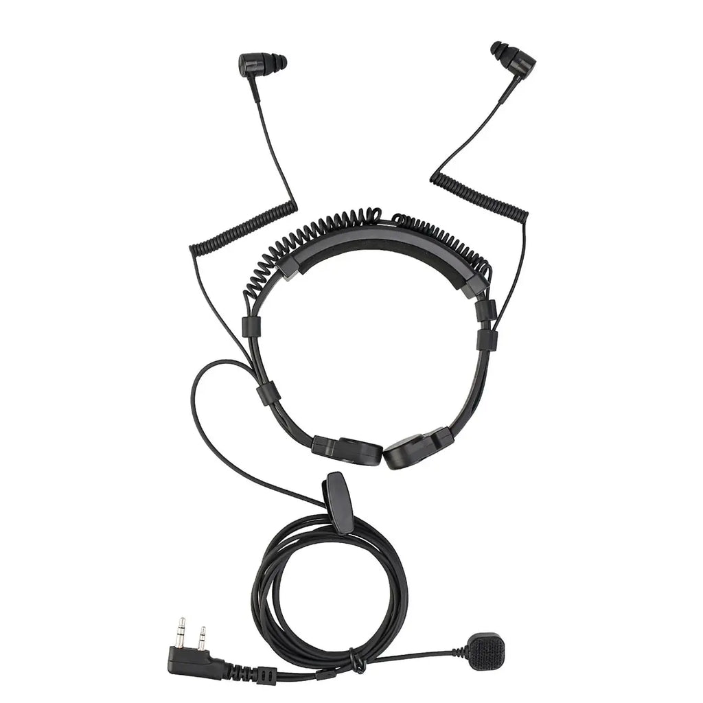 Retevis ETK007 Micrófono de garganta ajustable con PTT de dedo para Baofeng UV-5R Estilo Kenwood Doble aguja Incluye dos auriculares